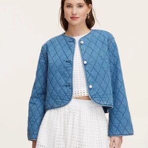 Women's Blue Quilted Jean Jacket